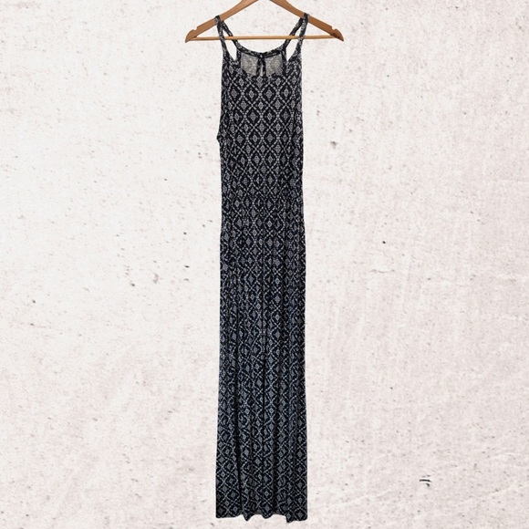 Papermoon White and Blue Sleeveless Halter Maxi Dress - Picture 1 of 3